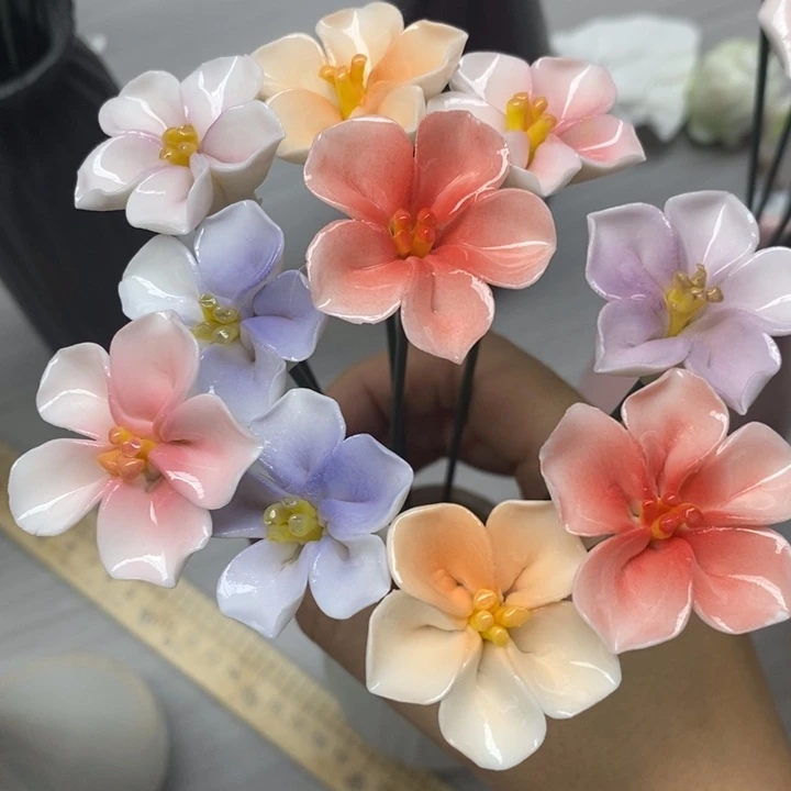陶瓷陶瓷材料5朵樱花