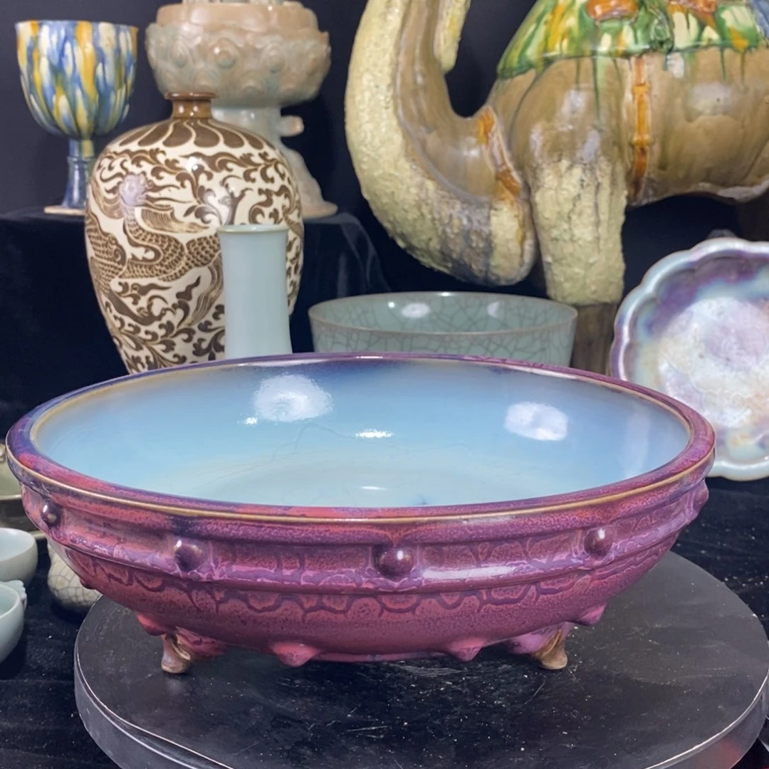 摆件钧窑双排鼓钉洗