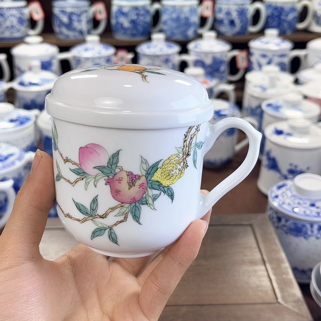 景德镇陶瓷马克杯带盖