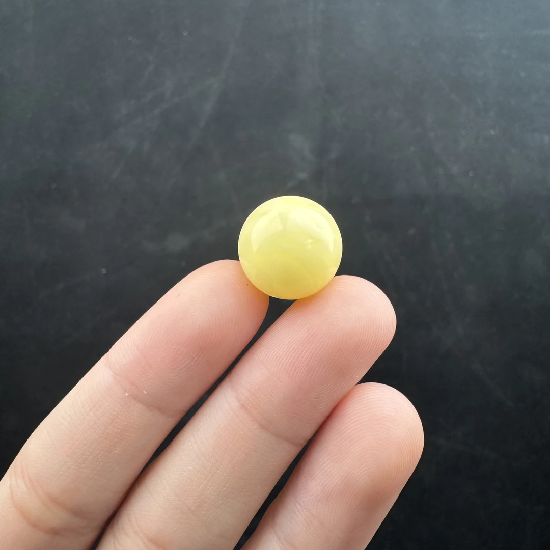 K5025天然原矿蜜蜡 圆珠14.2mm 支持鉴定假一罚十