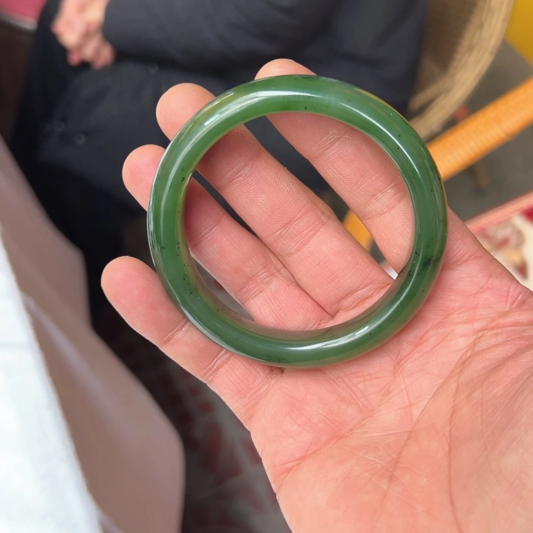 和田玉（碧玉）高冰低全冰低水料碧玉特色手镯大漏未镶嵌