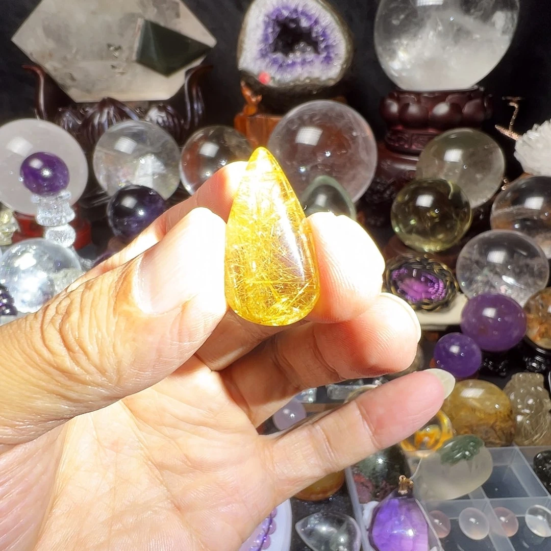 未镶嵌发晶颈饰天然发晶金瓜子