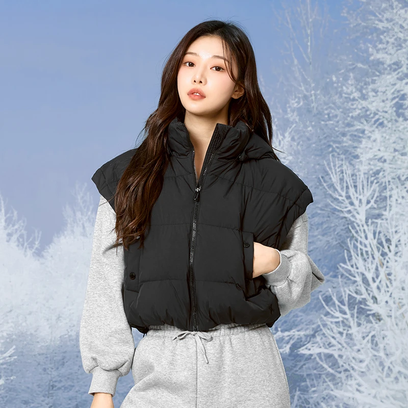 XEXYMIX女落肩连帽秋冬保暖时尚韩版鹅绒马甲羽绒XTFDV01J410