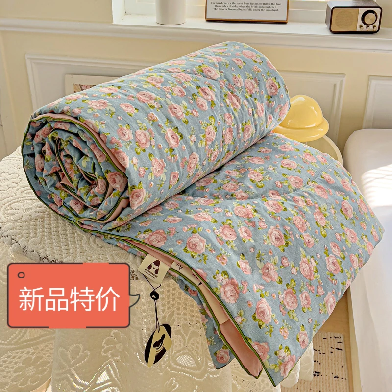 水洗棉新疆棉夏凉被空调被薄款被子夏季单双人学生宿舍被芯可机洗