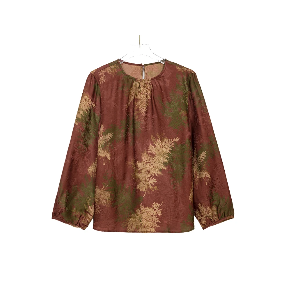 PP 2025新款复古枫叶长袖圆领休闲百搭套头衫宽松上衣 24zh781