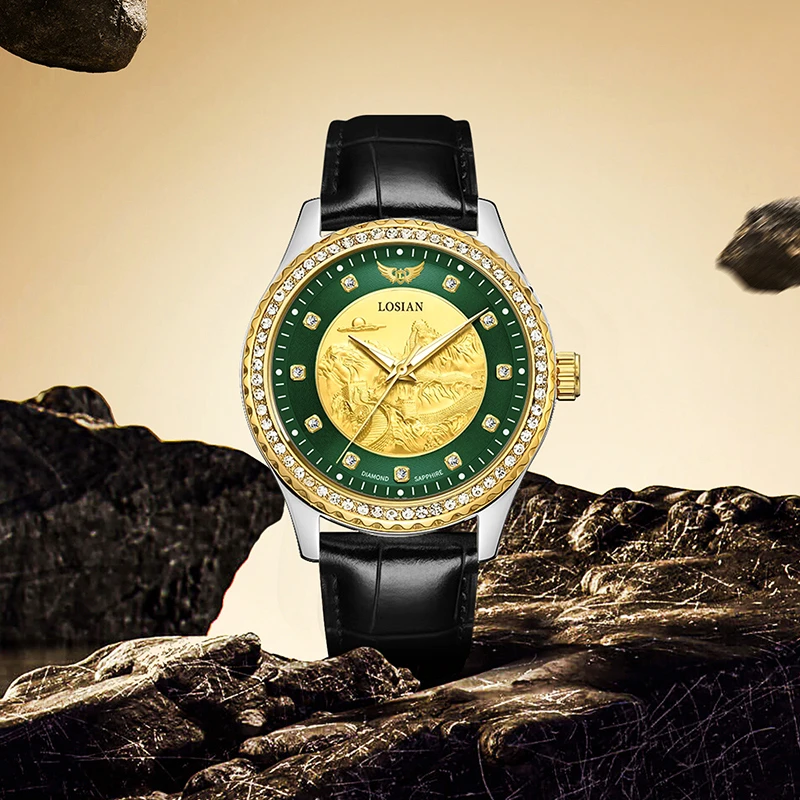 【万里长城系列】商务时尚夜光精钢全自动男表 L2800-G