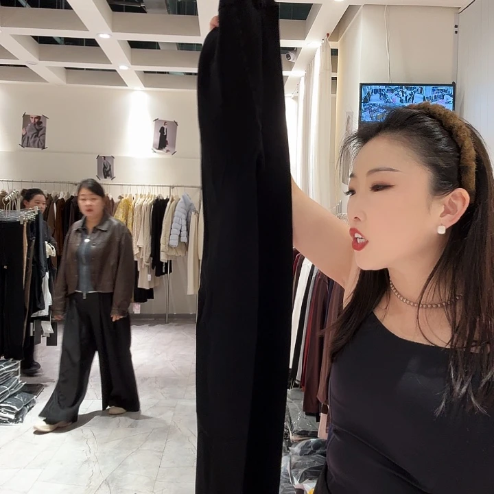 黑色压力裤加肥加大黑色