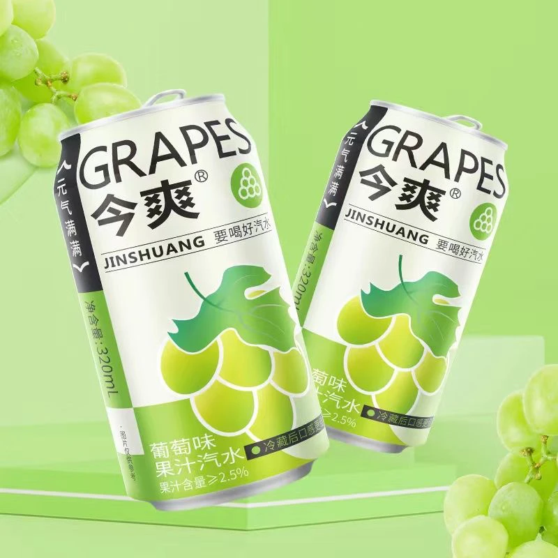 网红整箱今爽东北荔枝菠萝饮料汽水葡萄果凤梨果味碳酸320ML罐装