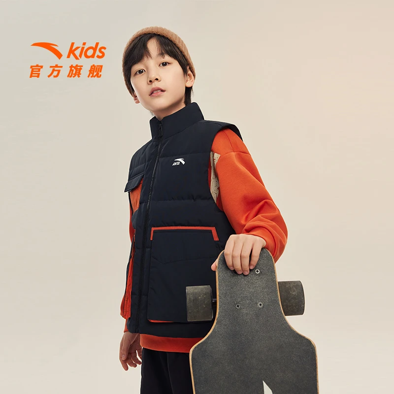 安踏儿童男大童马甲年冬季新款舒适保暖青少年时尚潮流经典外套