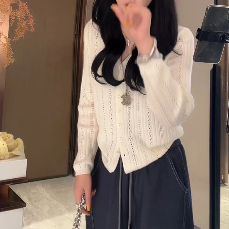 2025春夏新款镂空长袖针织衫空调衫防晒衫百搭洋气上衣LK2502420