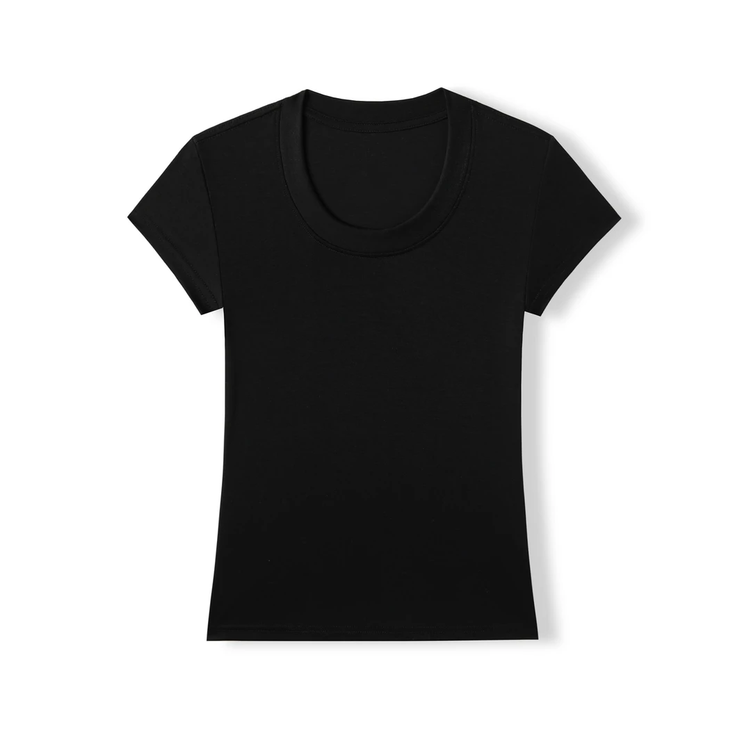 【MZ】面膜T莱赛尔天丝透气T恤女款简约大圆领薄款小飞袖潮流82508