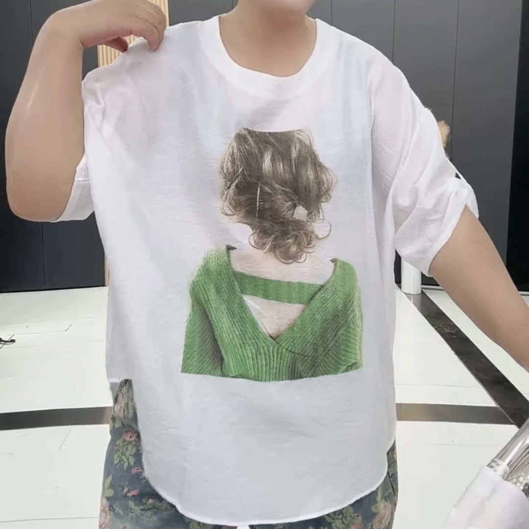 鑫家891夏季新款宽松半袖大码女装