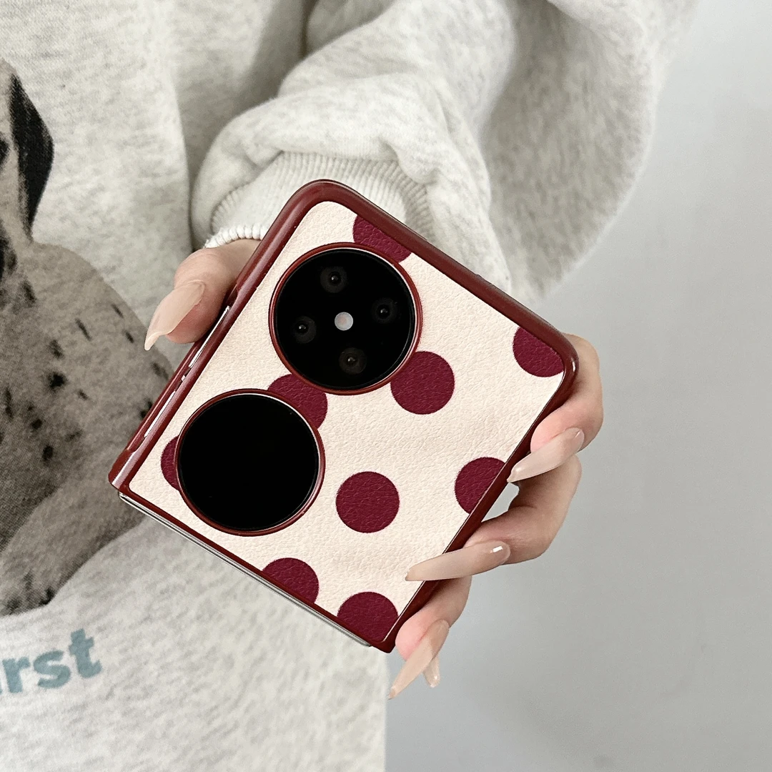 韩系波点适用华为novaflip折叠手机壳华为pocket2保护壳红色新款