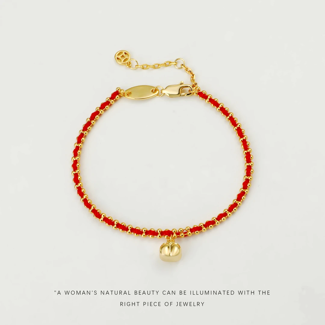 铜合金布艺手链 【南瓜红绳】编织百搭手链A724