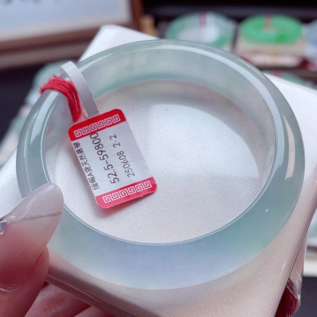 翡翠手镯未镶嵌52.4莫奈冰春彩 正冰炸光感十足小钢炮 7