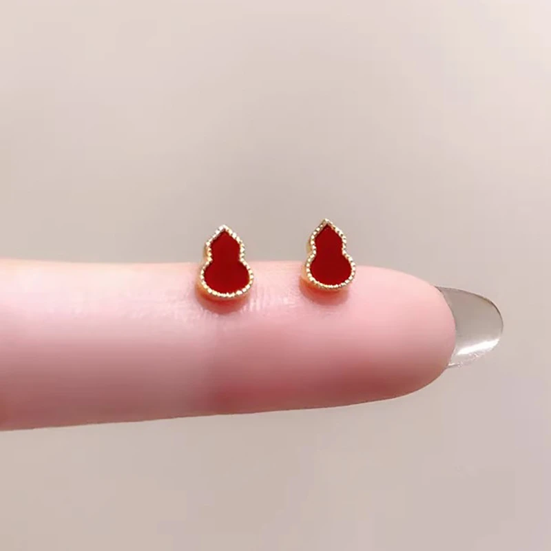 黄铜耳饰 小巧精致葫芦耳钉女简约新中式耳环小众设计感气质