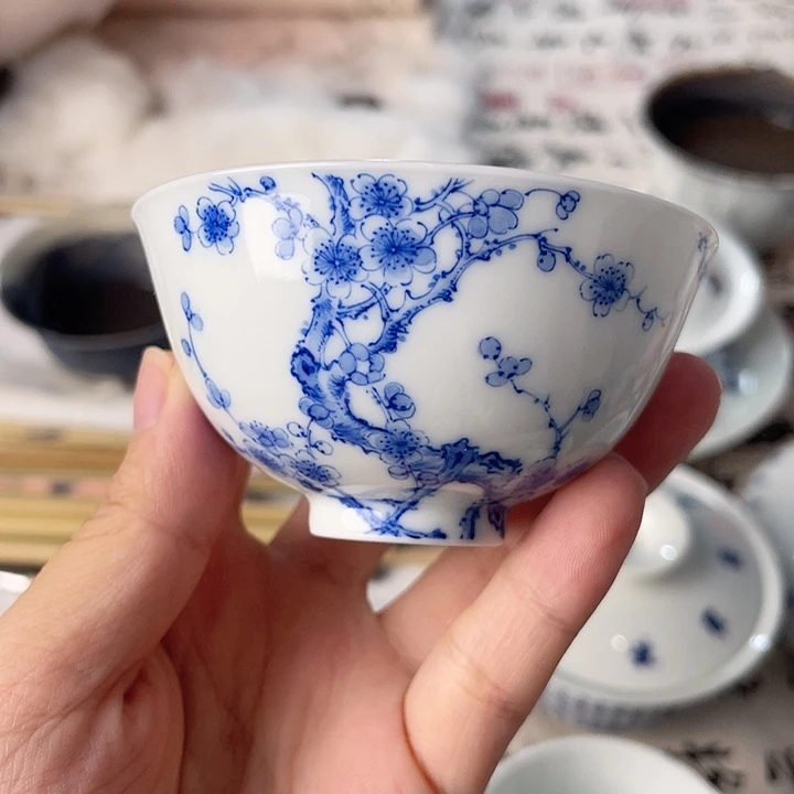 花卉青花梅花杯子