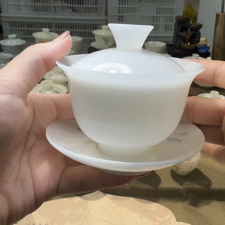 璞玉三才盖碗纯白盖下130