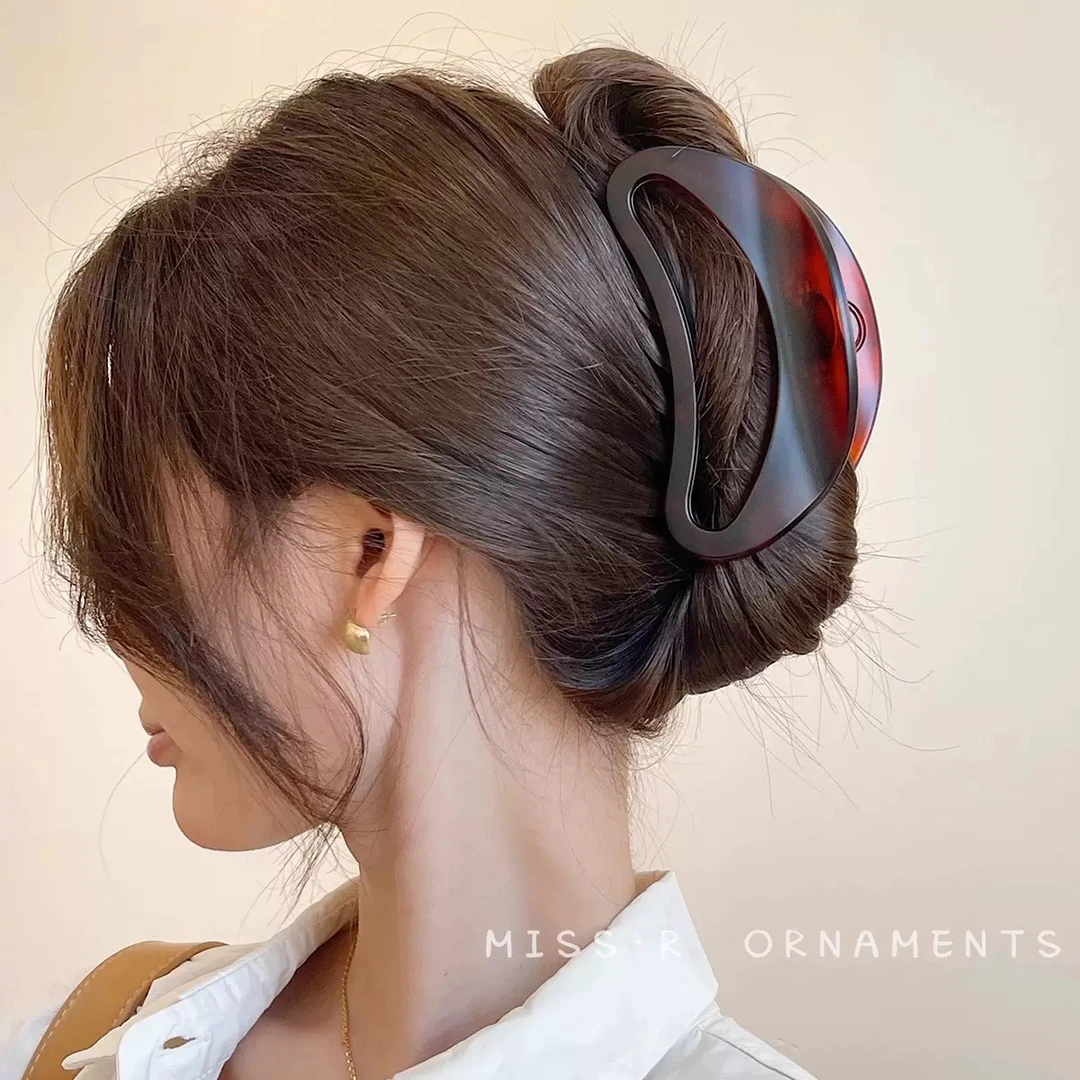 《月半湾》小众设计简约磨砂面后脑勺发卡发大号抓夹鲨鱼夹发量多