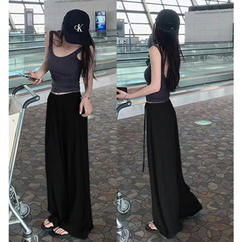 2025夏季无托腹孕妇裤高腰垂感孕妇微喇裤薄款莫代尔阔腿裤拖地裤