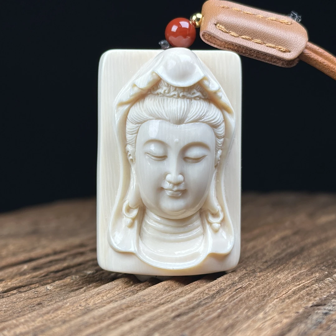 H2212 天然猛犸牙 雕刻牌 38*57*23mm支持鉴定 假一罚四