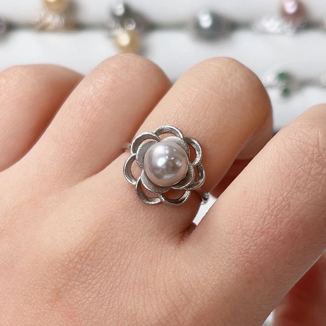 海水珍珠戒指银S925镶嵌