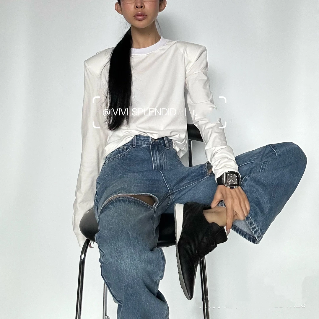 VIVISPLENDID19717#（定制款NO退NO换）街头前开口小脚烟管裤