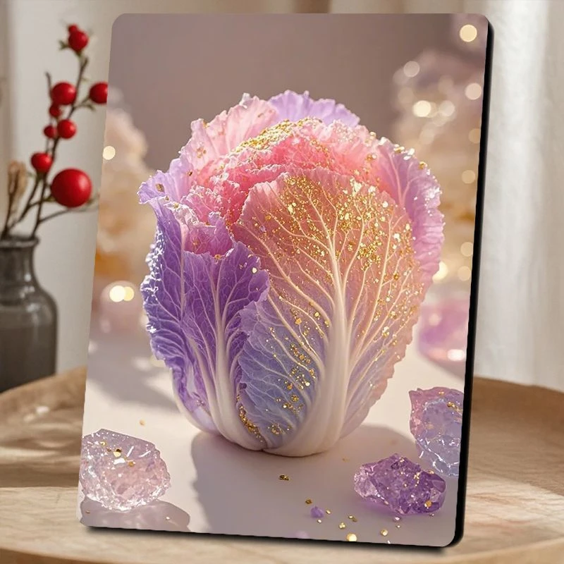 唯美七彩白菜百财进门好寓意摆台新年家用装饰客厅电视柜摆件E354