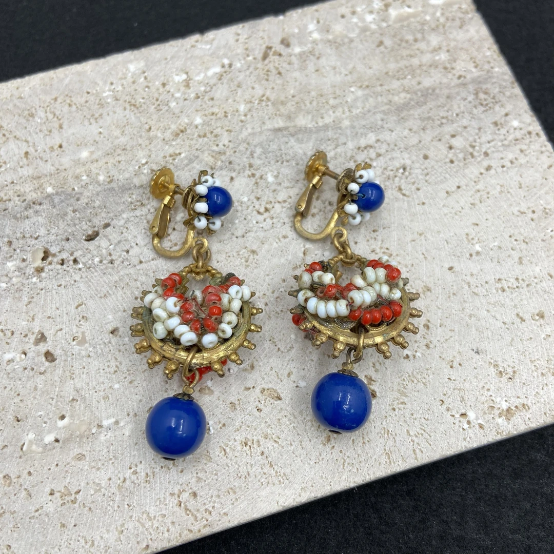 合金仿水晶耳饰 【Liz璇子中古】MH多宝串珠花朵耳夹H44127无鉴赏期