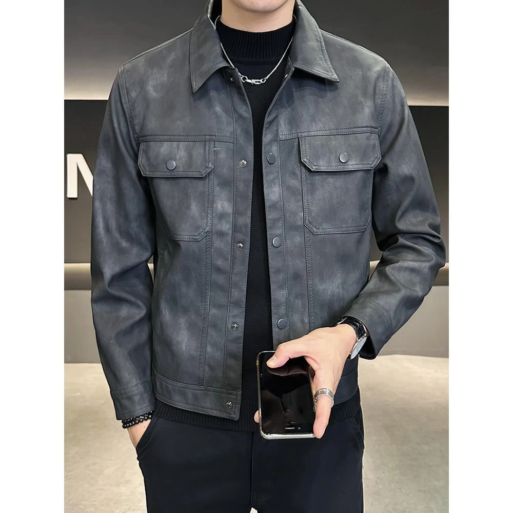 杜拉妮外套男秋冬2025新款加绒加厚痞帅机车风皮衣男潮牌夹克衣服