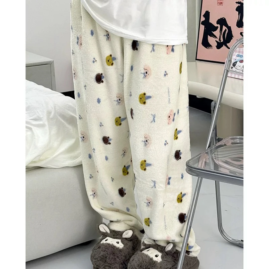D231女装蓝莓裤雪粒绒暖暖家居裤