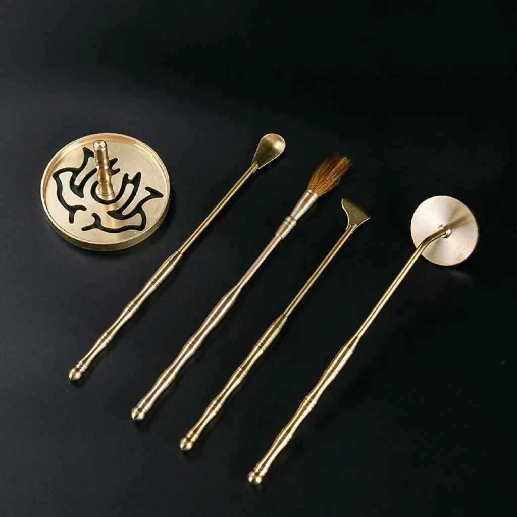 纯铜香道用具入门套装香灰压香家用熏炉香粉打纂香篆模制香印工具