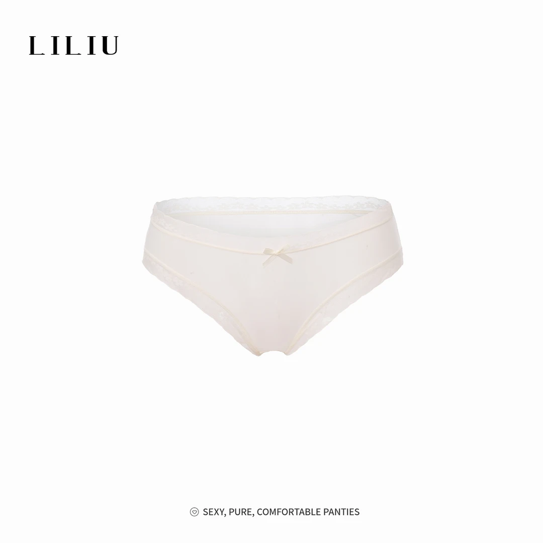 LILIU纯色蕾丝边三角裤女2025新款亲肤无痕纯欲舒适底裆内裤