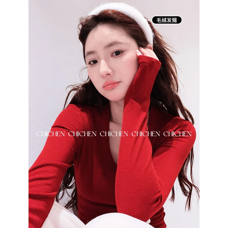 CHICHEN-软fufu毛绒发箍高级轻奢感宽边显脸小