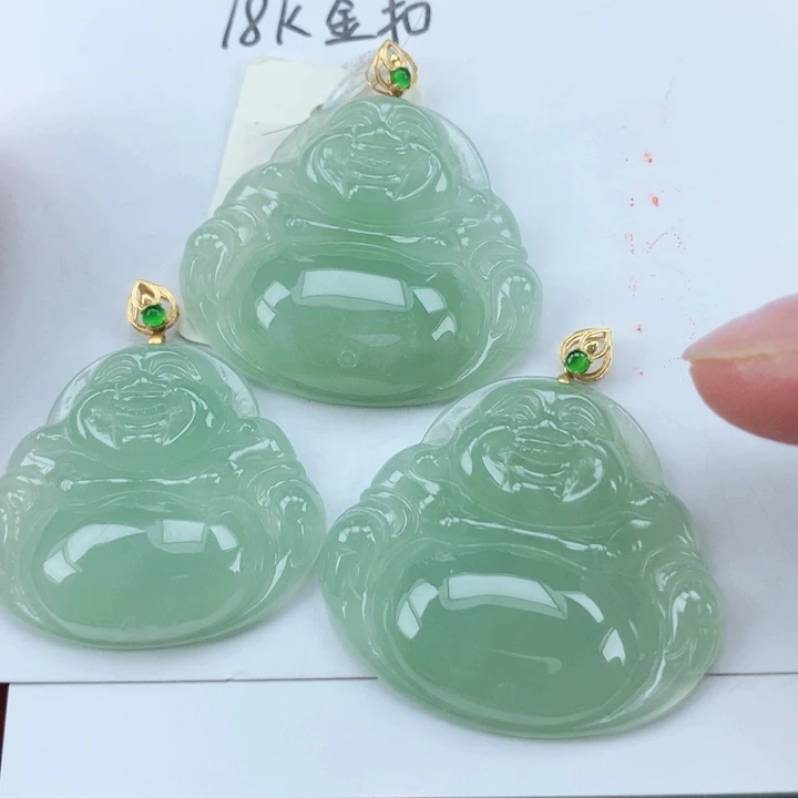 翡翠挂件18K金镶嵌多样性发其