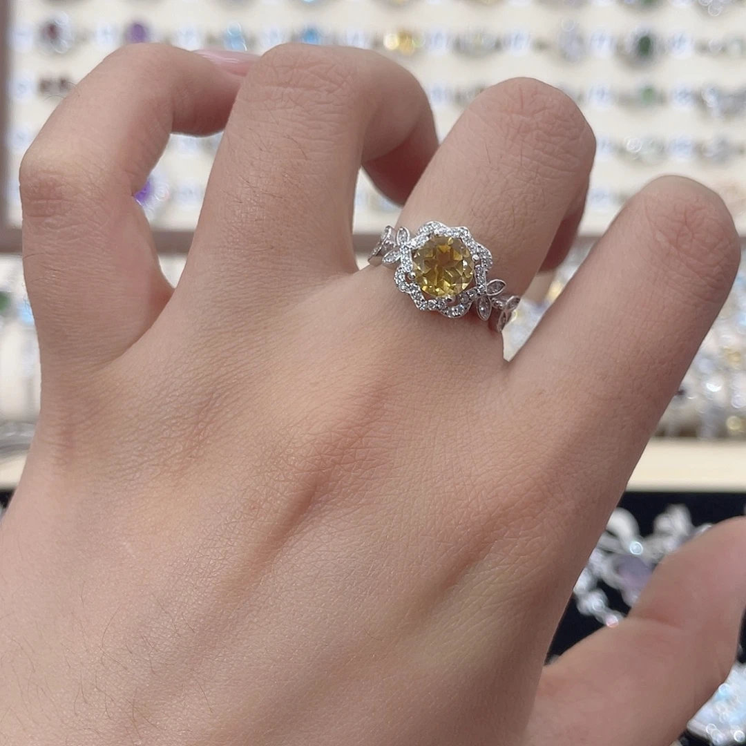 黄晶银S925镶嵌戒指