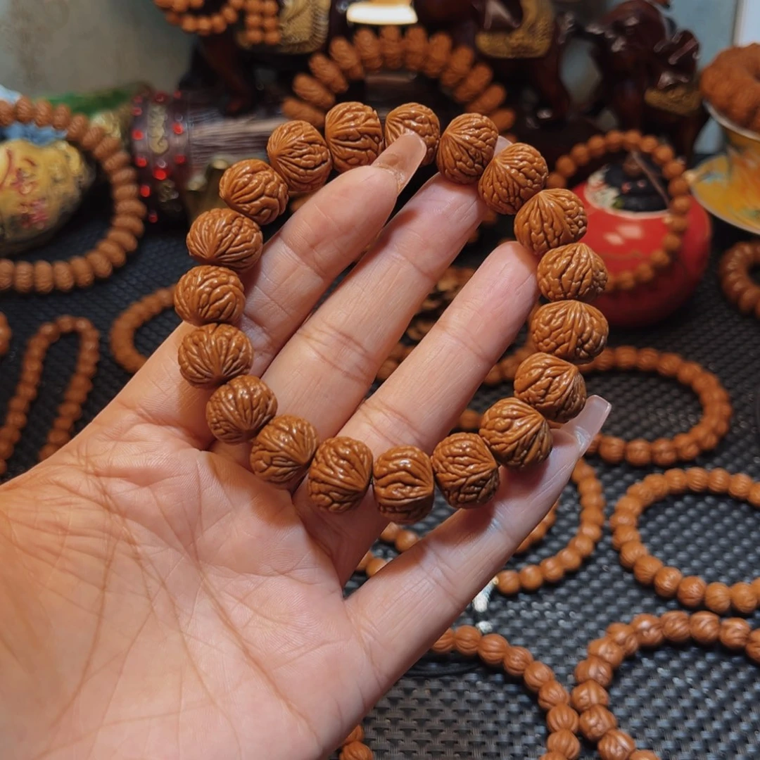 桃核手串15野生籽红皮荔枝