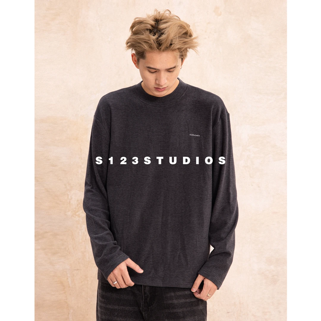 【线上婚礼】膨体绒 秋冬保暖细腻舒适字母印花打底衫男长袖T恤