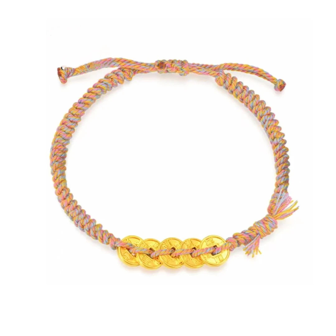 足金999五帝币盘缠黄金手串(卡8)