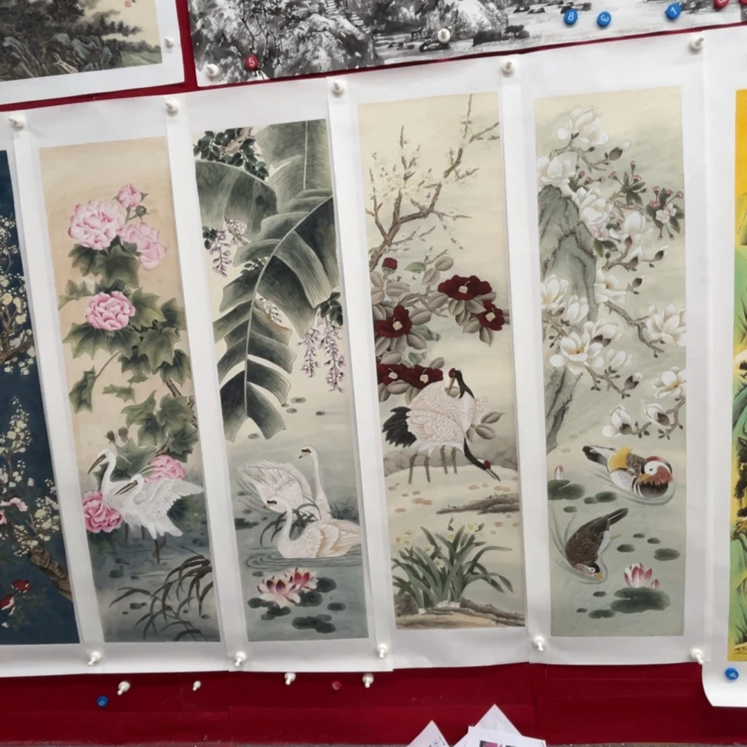 国画绘画作品多次参加4条屏138.35/4张