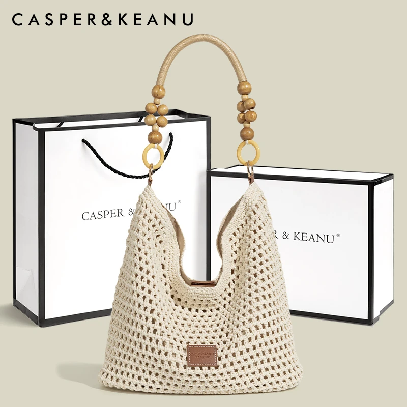 CASPER&KEANU海边度假风编织包女2025新款夏季通勤沙滩百搭单肩包