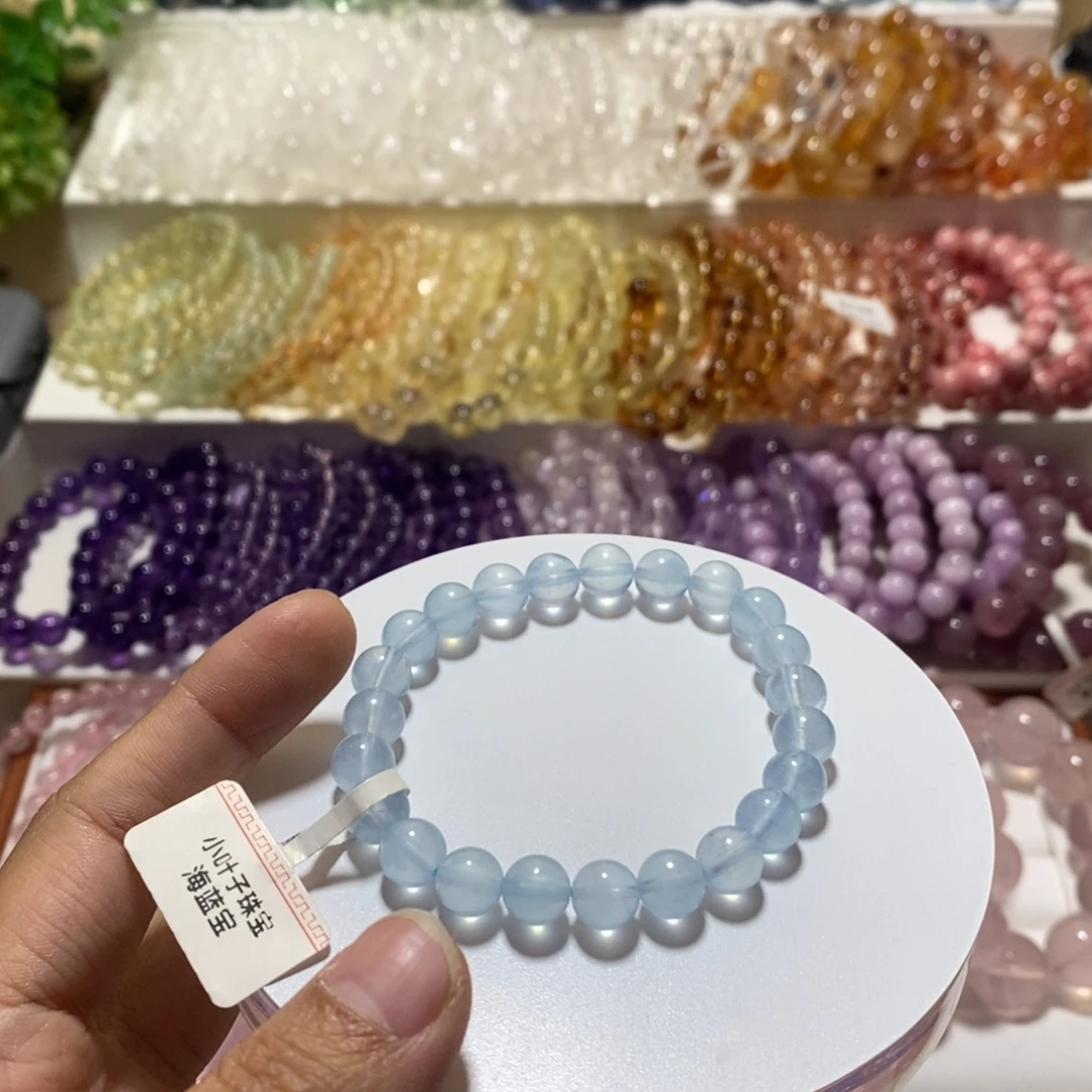 水晶未镶嵌手串海蓝宝