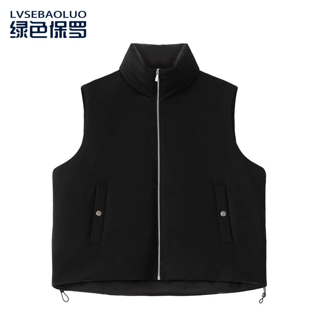 【90白鹅绒 莫代尔拼皮绵羊皮】男士立领保暖鹅绒马甲162