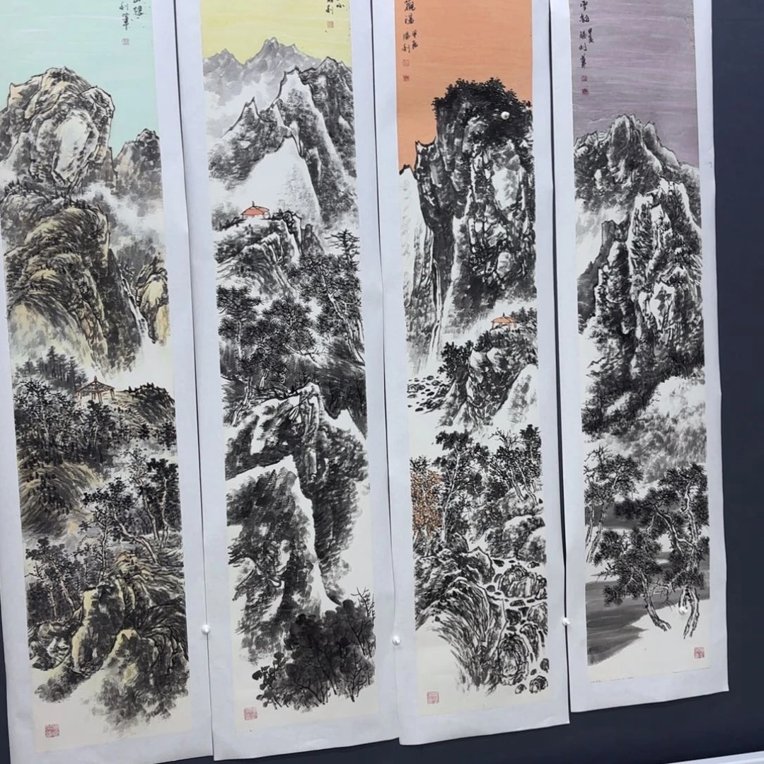 国画山水四条屏山水