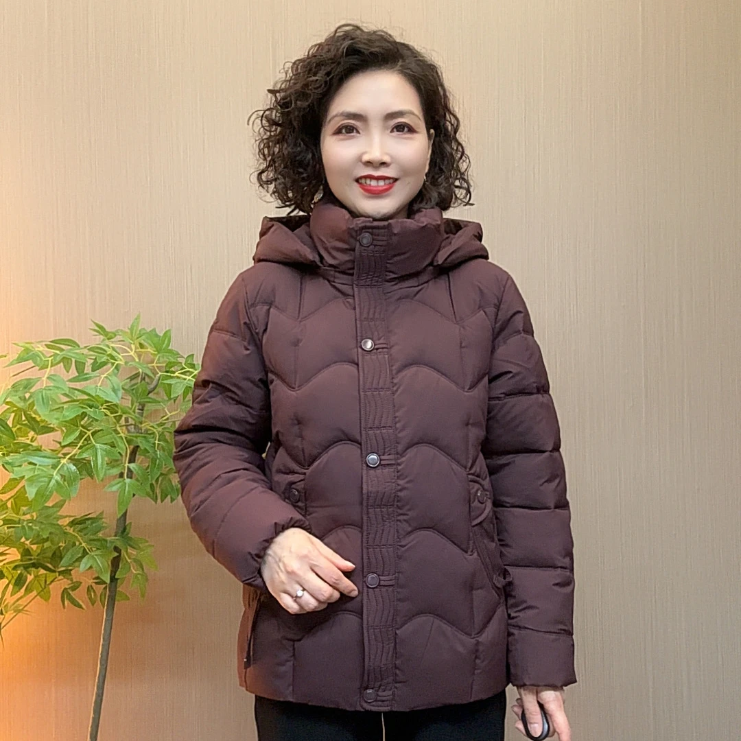 冬季流光风时尚中老年妈妈装宽松气质休闲百搭纯色简约加厚女外套