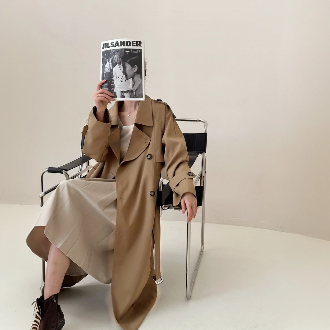 【6023款】2025春装双排扣高级感风衣春女英伦高端气质宽松长款外套