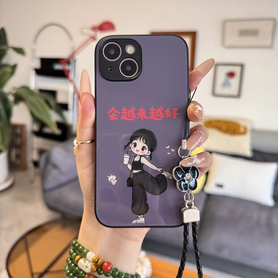 越来越好【黑玻璃】适用于苹果/华为/vivo/oppo/小米手机壳防摔女款