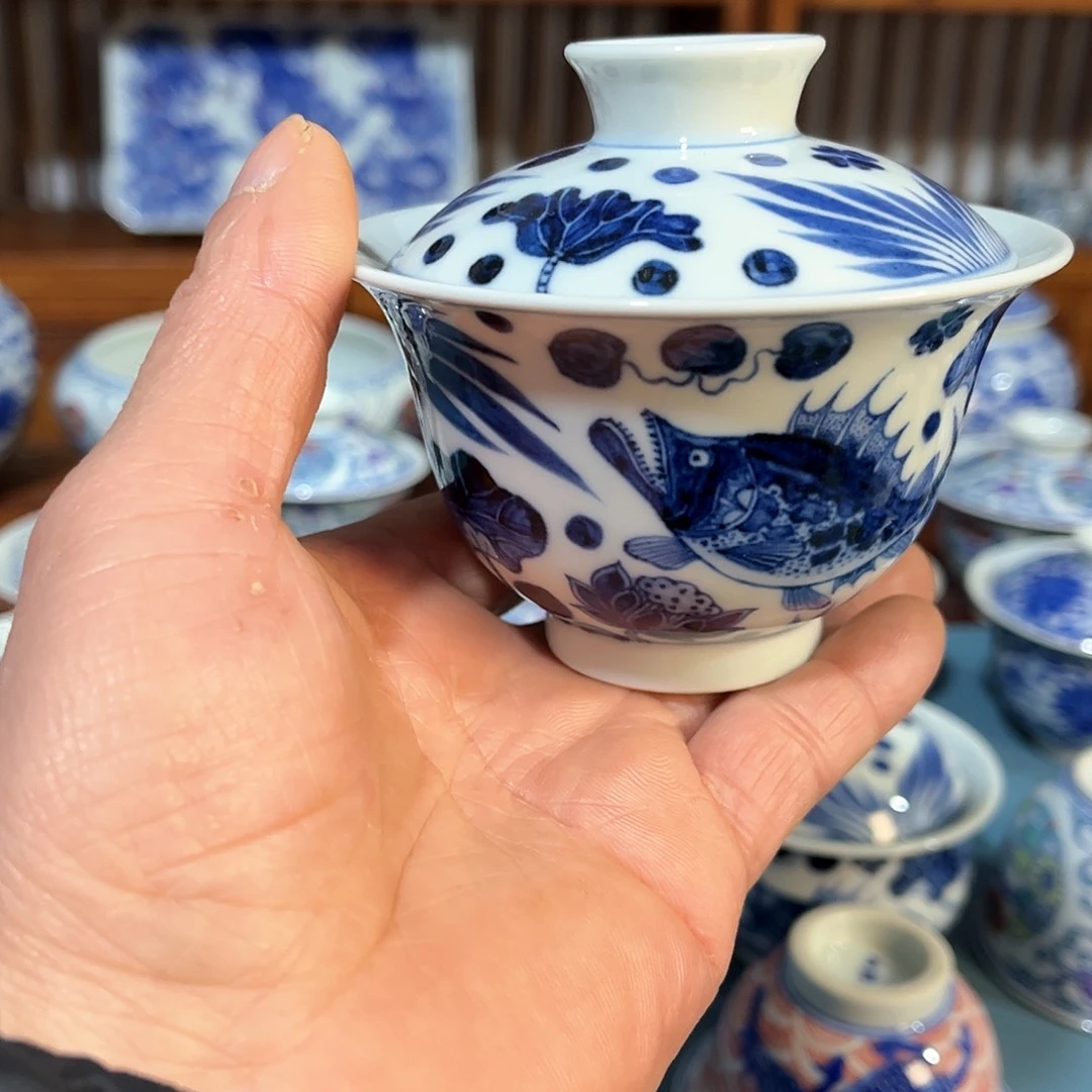 錡镇堂手工手绘盖碗