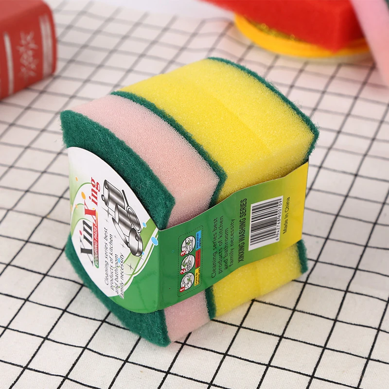 纯色家用加厚腰型海绵擦双面可用柔软洗碗刷锅擦炊具干净如新去污