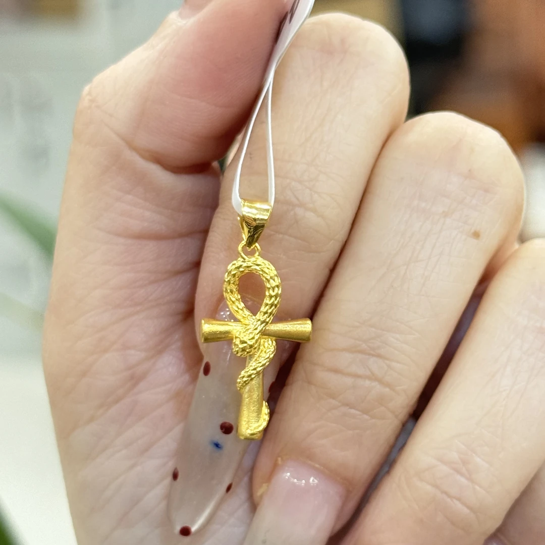 X【灵蛇权杖吊坠】--足金999精工5G